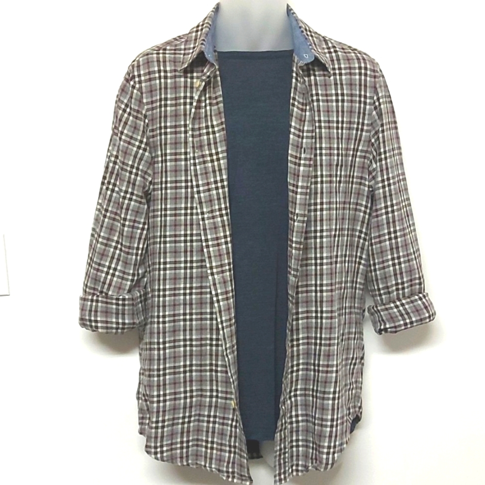 3 for $25- Men's NN 07 Check shirt in brown & red, Size M